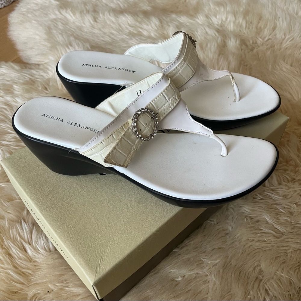 Athena Alexander Vintage Embellished Thong Sandals Wedges